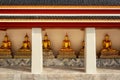 Golden Buddha statues at Wat Pho temple Royalty Free Stock Photo