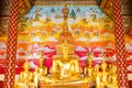 Golden Buddha statues , Wat Puak pia , Temple in Chiang Mai Thai Royalty Free Stock Photo