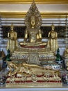 Golden buddha statues wat saket bangkok thailand Royalty Free Stock Photo