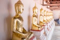 Golden of Buddha statues at Wat Thai Temple worship Royalty Free Stock Photo