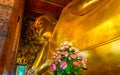 Golden Buddha stature, Phra Kaew temple in bangkok Thailand. Royalty Free Stock Photo