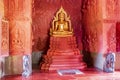 Golden Buddha Wat Sila Ngu red temple, Koh Samui Thailand