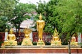 Golden buddhas statue in buddhism thai temple