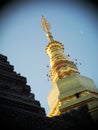 Golden buddhism stupa pagoda north THAILAND