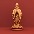 Golden Buddhist Monk Statue in Prayer Pose. Generative AI Royalty Free Stock Photo