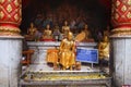 Golden buddhist monk statue at wat phrathat doi suthep temple in Chiang Mai Thailand Royalty Free Stock Photo