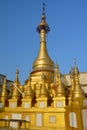 Golden buddhist stupa on the top of the Mount Popa, Myanmar Royalty Free Stock Photo