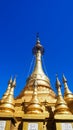 Golden buddhist stupa on the top of the Mount Popa Taung Kalat in Myanmar. Royalty Free Stock Photo