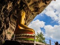 Golden buddhist in wild cave