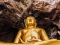 Golden buddhist in wild cave Royalty Free Stock Photo