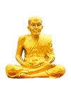 Golden budha meditation statue in white isolate with cliping pat