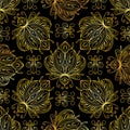 Golden bugs seamless pattern. Bohemian pattern with beetles Royalty Free Stock Photo