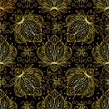 Golden bugs seamless pattern. Bohemian pattern with beetles Royalty Free Stock Photo