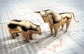 Golden bull and bear - concept stock market