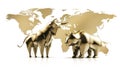 Golden Bull and bear - concept stock market Royalty Free Stock Photo