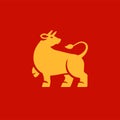 Golden bull cow cattle horned Taurus Chinese New Year astrology horoscope monochrome icon vector