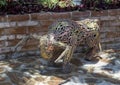 Golden bull sculpture in the courtyard of the La Coronela Restaurnt & Bar in Todos Santos.