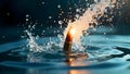 Golden Bullet Splashes Into Water Creating Dramatic Spray Royalty Free Stock Photo