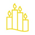 Golden Burning Candles Line Icon