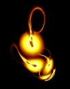 Golden burning seeds with tails or trains or sperms on black background. Royalty Free Stock Photo