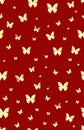 Golden butterflies on a red background seamless pattern Royalty Free Stock Photo