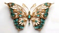 Golden butterfly with blue diamons Royalty Free Stock Photo