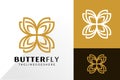 Golden Butterfly Floral Logo Vector Design, Creative Logos Designs Concept for Template Royalty Free Stock Photo