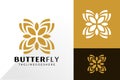 Golden Butterfly and Leaf Logo Vector Design, Creative Logos Designs Concept for Template Royalty Free Stock Photo