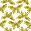 Golden Butterfly Seamless Pattern