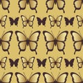 Golden butterfly seamless pattern. Luxury design, expensive jewelry. Royalty Free Stock Photo