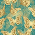 Golden butterfly seamless pattern. Luxury design, expensive jewelry. Royalty Free Stock Photo