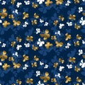 Golden butterfly silhouette seamless pattern