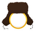 Golden button template and traditional Russian ushanka hat, Vector illustration