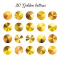 Golden buttons collection.Vector set of gold gradients mesh Royalty Free Stock Photo