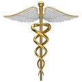 Golden caduceus medical symbol Royalty Free Stock Photo