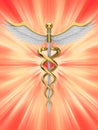 Golden caduceus medical symbol Royalty Free Stock Photo