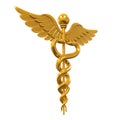 Golden Caduceus Medical Symbol