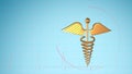 Golden caduceus medical symbol background Royalty Free Stock Photo