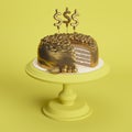 Golden cake 3d rendering