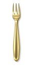 Golden cake fork. Realistic three tines metal cutlery Royalty Free Stock Photo