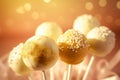 Golden cake pops with sprinkles. Generative AI