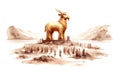 The Golden Calf. Old Testament. Watercolor Biblical Illustration