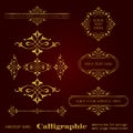 Golden calligraphic elements for design and page decoration - vector set