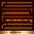 Golden calligraphic frames and borders with corner elements - vector set Royalty Free Stock Photo