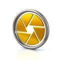 Golden camera objective icon