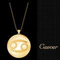 Golden Cancer Pendant Necklace Royalty Free Stock Photo