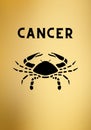 Golden cancer zodiac sign on a textured background Royalty Free Stock Photo