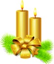 Golden candles and bow