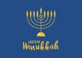 Happy Hanukkah Poster with golden menorah vector illustration Royalty Free Stock Photo