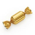 Golden candy wrapper isolated on white background Royalty Free Stock Photo